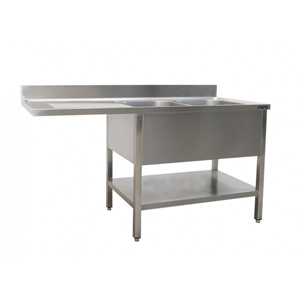 Spoeltafel met twee wasbakken (links) 600 mm diep x 1600 mm lang spoeltafel met twee wasbakken links, 60x160cm huren